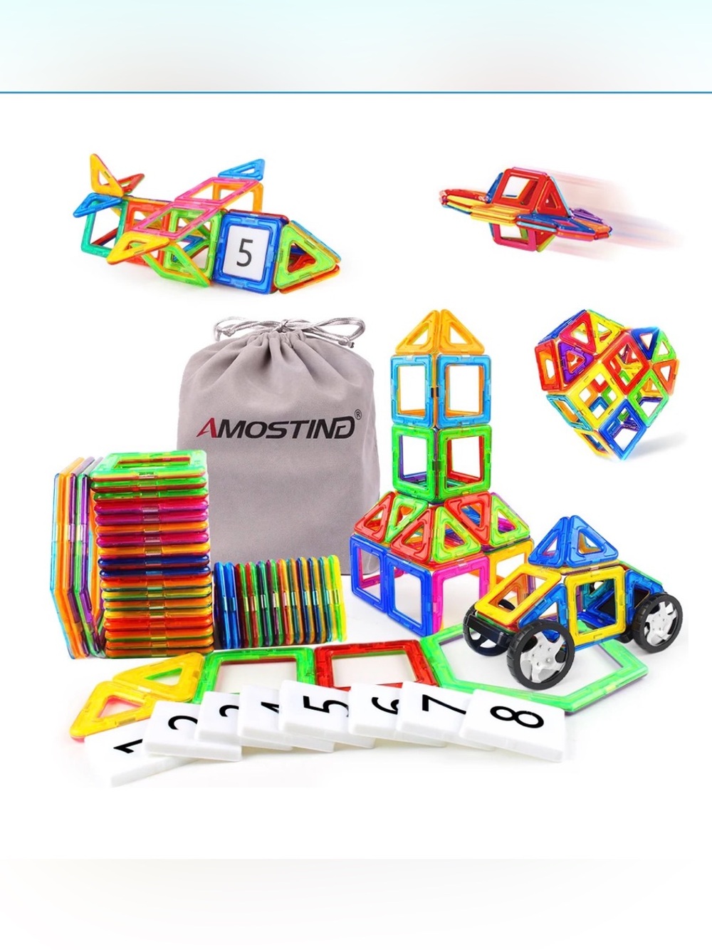 Magnetic Building Tiles Set for Kids - Multicolor
